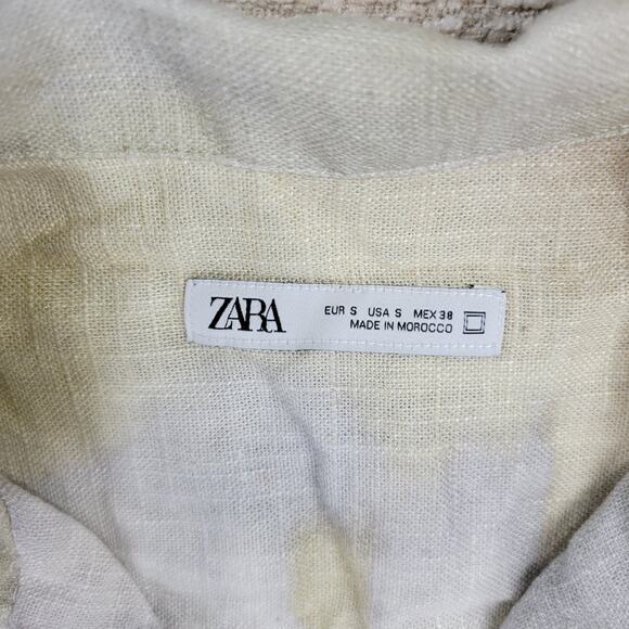 Zara Tie Dye Shirt Mens Small Linen Blend Button Viscose Summer Watercolor New - Picture 2 of 14